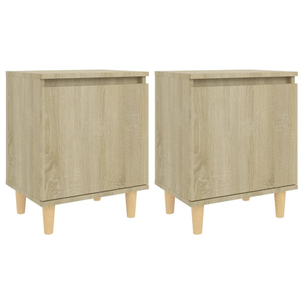 Vidaxl Nočné stolíky s drevenými nožičkami 2 ks dub sonoma 40x30x50 cm